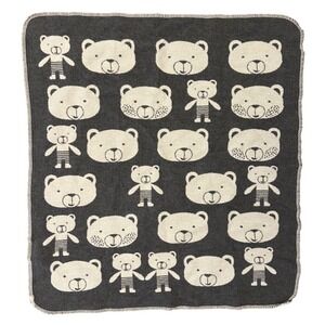 David Fussenegger Baby Blanket Bears Grey Cream Reversible Austria 26x26
